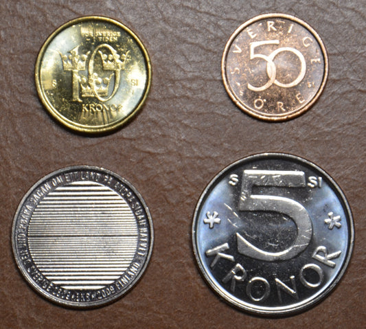 Švédsko 4 mince 1992-2009 (UNC)