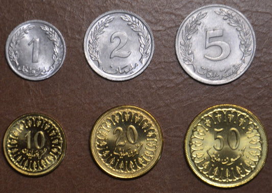 Tunisko 6 mincí 1960-2007 (UNC)