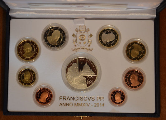 Vatikán 2014 sada 8 mincí + 20 Euro Ag minca (Proof)