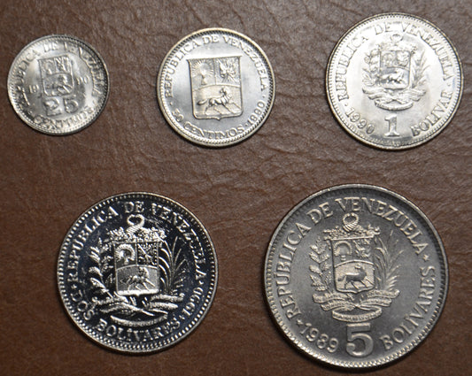Venezuela 5 mince 1989-1990 (UNC)
