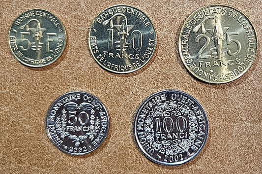 Západoafrický CFA frank 5 mincí 2002 (UNC)